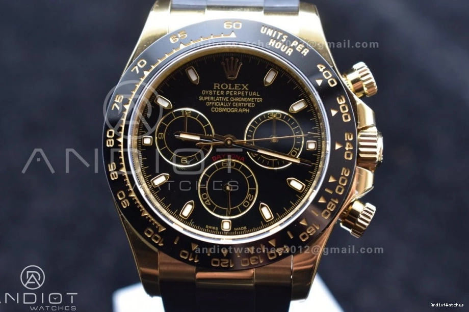 Best 759 Daytona 116518 Black Oysterflex 1:1 Dial Breathable SA Rubber Strap on Edition Clean 1202